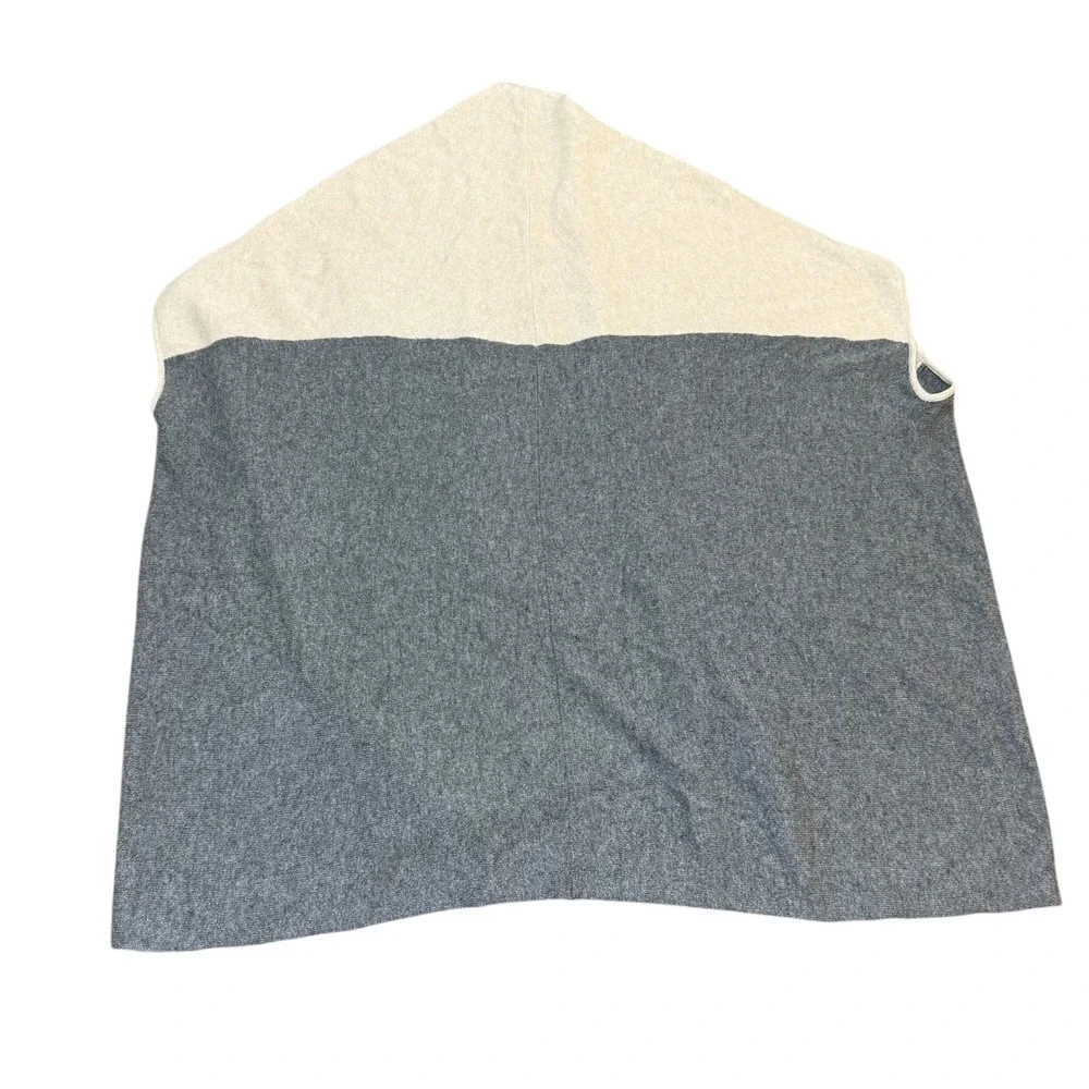 Nordstrom Beige Gray‎ Colorblock Cashmere Poncho Wrap Shawl One Size